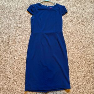 BETSEY JOHNSON Dress Blue Sheath Exposed Zipper Career Bodycon Women’s Size 8